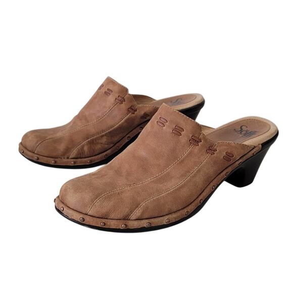 Sofft Leather Clog Wide Mule Camel Color Womans Size 8.5 Slip On - Picture 1 of 12
